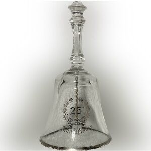 🍄Vintage 25th Anniversary Crystal Dinner Bell Silver Collectible Decor Accent